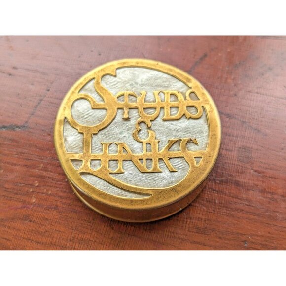 Spectacular brass art nouveau cufflink box, studs and links box, steampunk - Picture 3 of 10